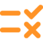 a black background with orange tick and cross symbols